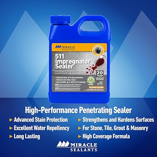 Miracle Sealants 511 Impregnator Advanced Penetrating Sealer for Countertops, Stone, Tile & Grout, Pint