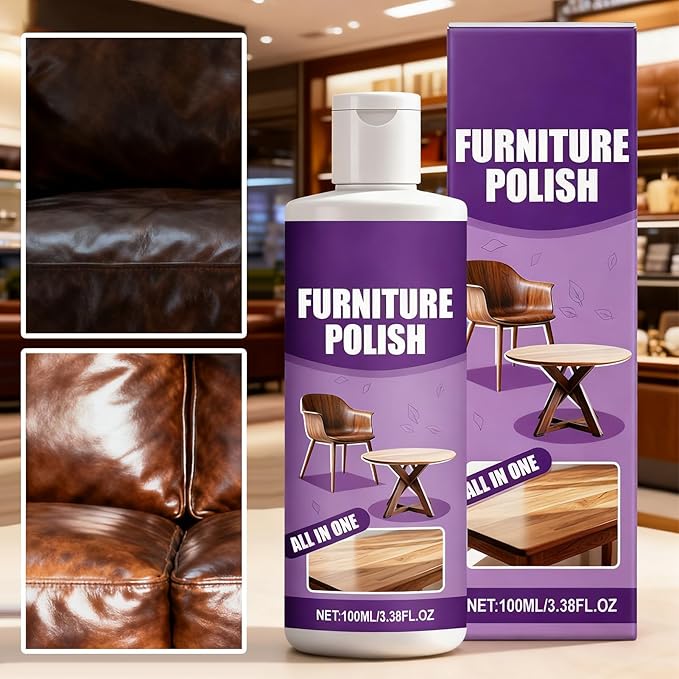 Furniture Polish, 100ml Furniture Restorer Spray, Floor Maintenance Agent with Shine and Protection, Suitable for Hardwood, Leather, Kitchen Cabinets, Counters, Tables, and Household Seats, Easy-to-Us