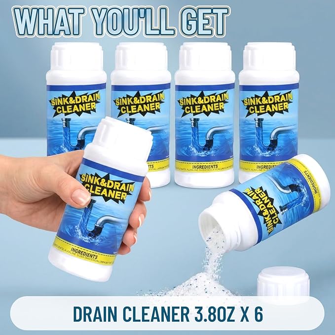 Drain Cleaner Shower Sink Cleaner New - Powerful Pipeline Dredging Agent, Kitchen Unblocker, Sink and Drain Cleaner for Kitchen Toilet(6PCS)
