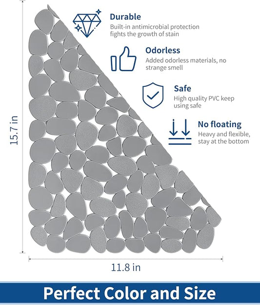 Bligli Pebble Sink Mat for Stainless Steel/Ceramic Sinks, 2 Pack PVC Sink Protectors Mats for Bottom of Kitchen Sink, Dish Drying Mat for Dishes and Glassware, 15.7 x 11.8 inch, Solid Grey
