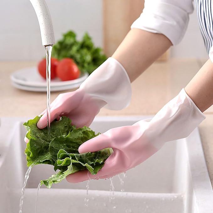 1 pair Reusable Household Gloves, Rubber Dishwashing gloves,Kitchen Cleaning, Working, Painting, Gardening, Pet Care