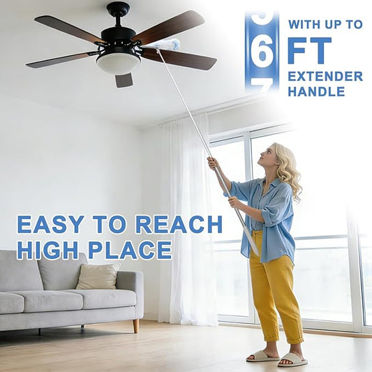 KeFanta Duster Refill Kit with 6 ft Super Extendable Handle Compatible with Swiffer, 360° Disposable Microfiber Dusting Pads for Home Cleaning, Ceiling, Fan, Window, Hard-to-Reach Areas,40Pcs