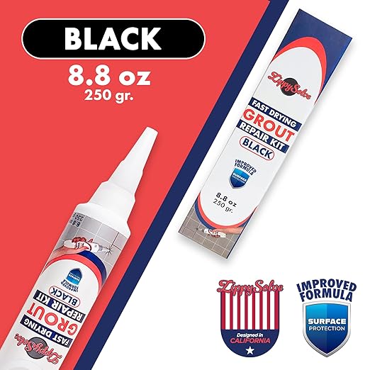 Tile Grout, Repair Kit, Restore & Renew Tile Joints Line, Fast Drying Tile Grout Paint Squeeze Tube for Bathroom Shower Kitchen Floor, Waterproof (8.8 oz, Black)