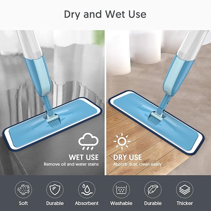 7 Count Reusable Microfiber Mop Pads for Swiffer PowerMop- MEXERRIS PowerMop Refills Hard Wood Floor Mop Pads Machine Washable, Wet Dry Dust Mop Pads Replacement for 13''-15'' Spray Wet Mops
