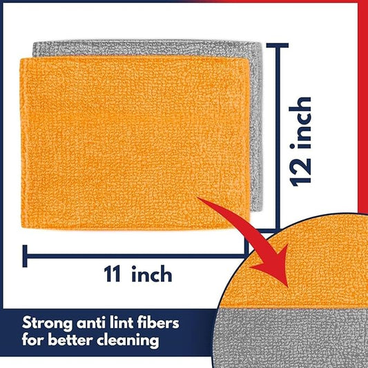 USANOOKS Microfiber Cleaning Cloth - 8 Pcs 12"x11" - High Performance - 1200 Washes, Ultra Absorbent Towels Weave Grime & Liquid for Streak-Free Mirror (Pack of 8)