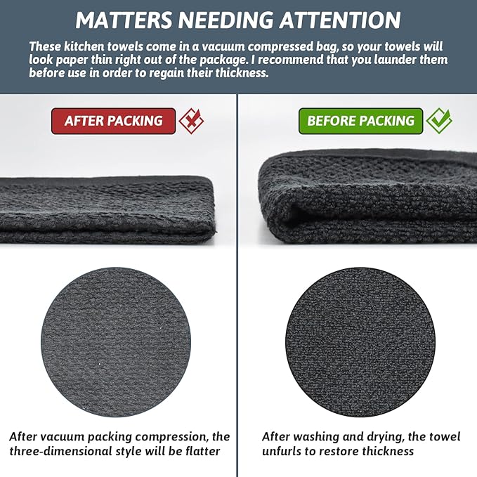 Nialnant 8 Pack Dish Rags,100% Cotton Dish Towels for Kitchen,Super Absorbent Kitchen Dish Cloths,Dish Rags with Hanging Loop,12x12 Inches,Navy Blue