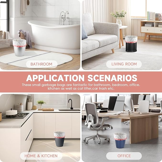 6 Gallon Trash Bags Drawstring Unscented - White Medium Kitchen Garbage Bags Plastic 125 Count 22.5 Liter Recycling Office Bathroom Waste Basket Liners Strong Thick Bulk Magesh