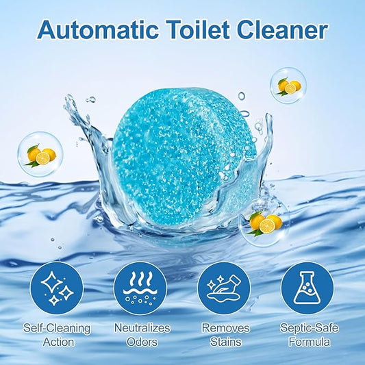 Toilet Bowl Cleaner Tablets Blue Toilet Tank Cleaners, Septic-Safe Hard Water Stain Remove, Effervescent Stain & Odor Remover Bathroom, Automatic Toilet Cleaning & Deodorizer 50 TabsTTDS