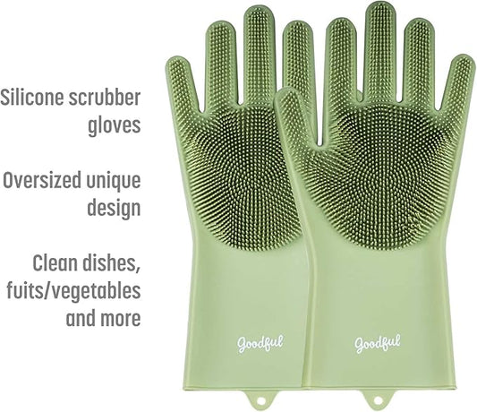 Goodful Silicone Kitchen Rubber Gloves, Oversized, Reusable, Waterproof