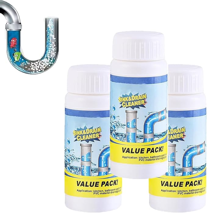Sink Drain Cleaner, Multi-functional Sink Drain Cleaner Powder, Powerful Pipe Dredging Agent for Kitchen Toilet, Fast Foaming, Powerful Stain Removal (3PCS)