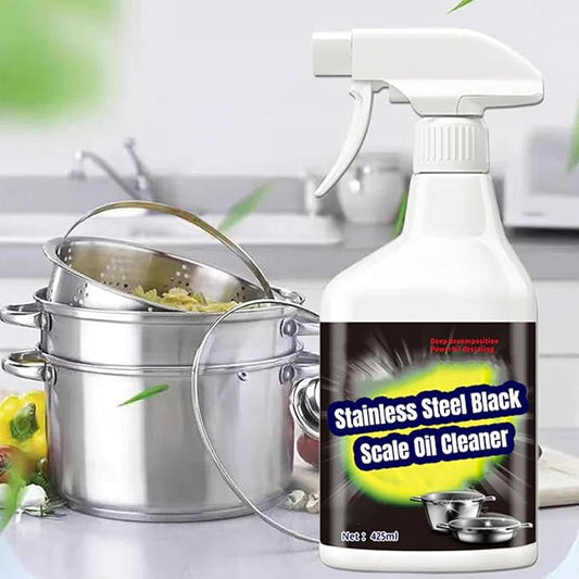 Stainless Steel Black Scale Oil Cleaner - Stainless Steel Pot and Pan and Sink Cleaner, Powerful Grease Remover, MultiPurpose Cleaner Spray for Cleaning Stoves, Pots, Pans, Hoods (1, 2 set)