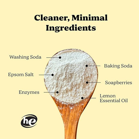 Pronounce Laundry Detergent Powder Alternative | Cleaner Ingredients. Safer for Sensitive Skin. Stain + Smell Fighting. With Essential Oils. HE Safe - 120 Loads (Lemon).