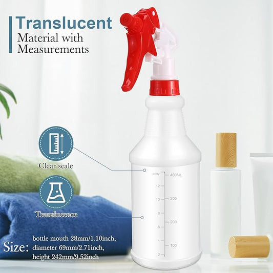10 Pack Spray Bottles 16 Oz Empty Water Spray Bottles for Cleaning Heavy Duty Refillable Squirt container with Measurements Adjustable Nozzle for Household Commercial Industrial(Red)