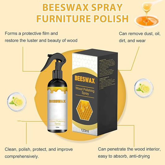 2PCS Natural Beeswax Care Spray & Restorer, Natural Beeswax Spray For Wood, For Living Room, Kitchen, Furnishings and Wooden Floors