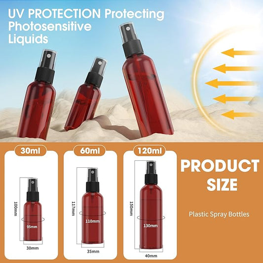 100Pack Small Spray Bottles 2oz, 60ml Travel Spray Bottle Bulk Black Fine Mist Sprayer, Empty Refillable Containers Portable Cosmetic Plastic Spray Bottles for Cleaning, Misting & Skin Care-Red