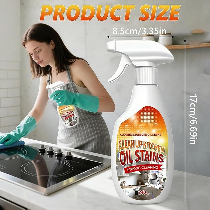 New Upgrade Kitchen Cleaner, Clean Up Kitchen Oil Stains Spray,Multi-Purpose Oils Stain Cleaner, Cleaning Spray For Home Kitchen(240ml/8.45oz)