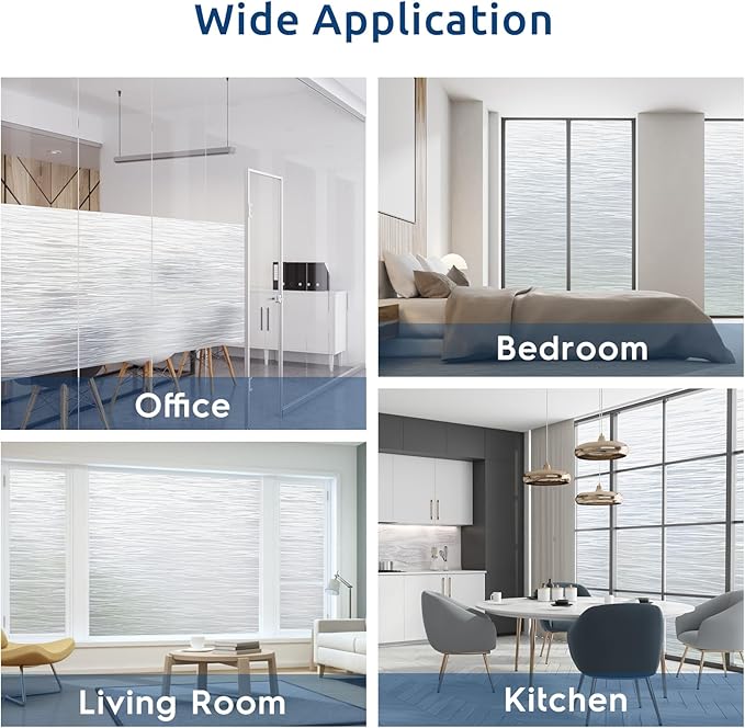 rabbitgoo Window Privacy Film Frosted Glass Film Removable Vinyl Door Coverings UV Blocking Decorative Static Cling Non-Adhesive Window Clings Sticker for Home Decor, 29.5 x 118.1 Inches