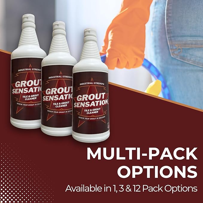 Heavy Duty Grout Cleaner - (Pack of 1) - For Tile Floors & Shower Tiles - Industrial Strength Grout Cleaning Solution Restores Original Color - No Residue, No Odor, USA Made - 32 Oz