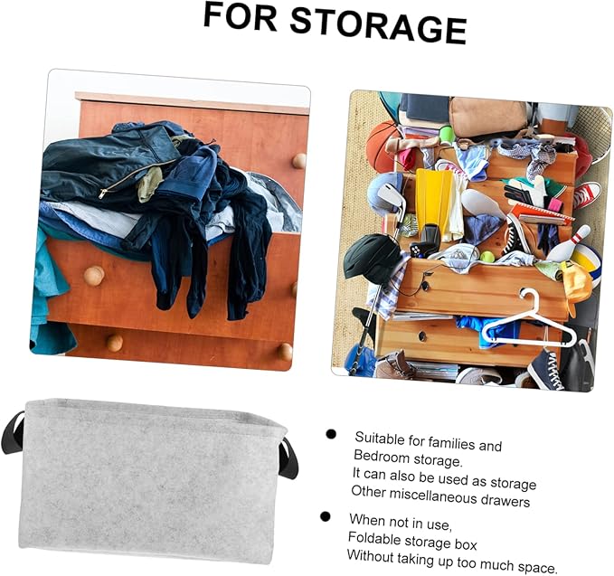 MAGICLULU Reusable Felt Storage Basket with Handles Medium Gray Laundry Hamper and Organizer Thick Material Washable and Portable Storage Box for Clothes and Items