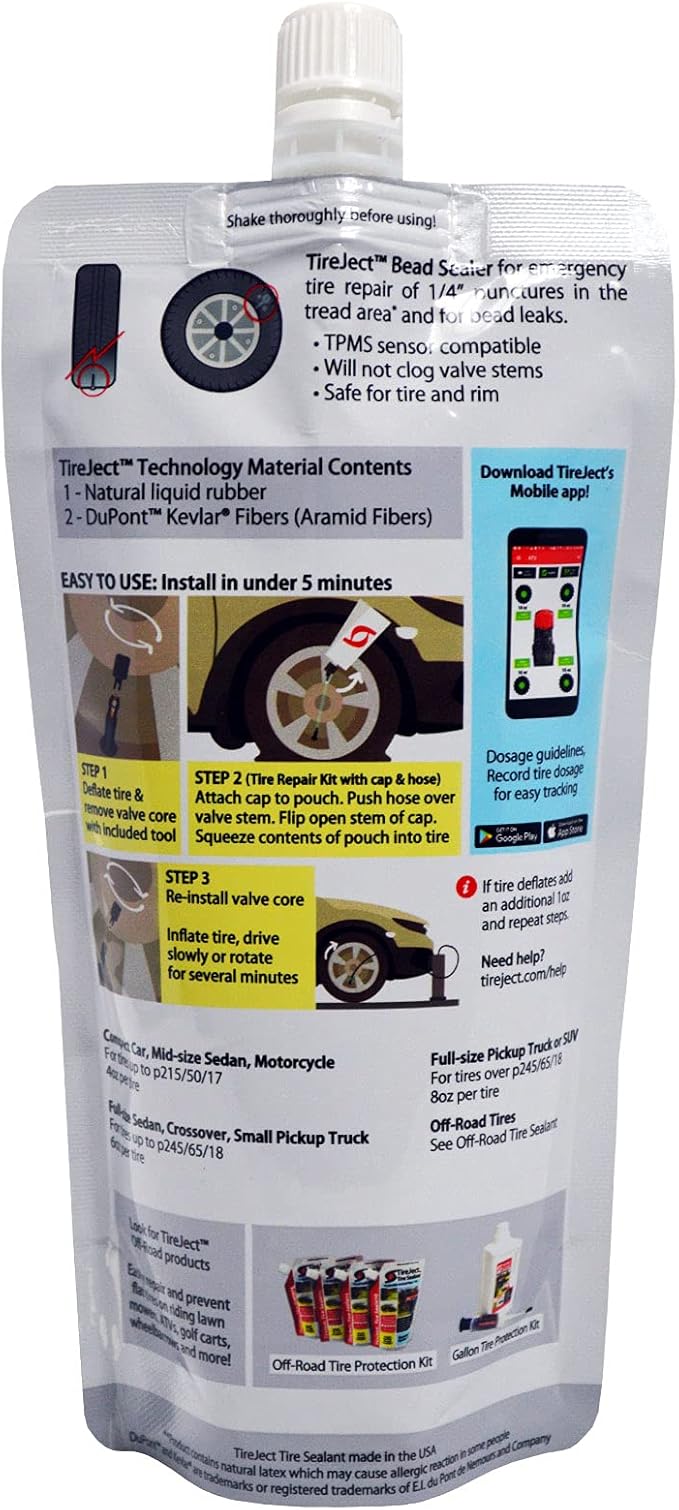 TireJect Automotive Full-Size Truck/SUV 2-in-1 Tire Sealant & Bead Sealer Kit (2-Pack with Injector)