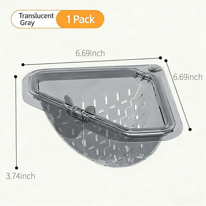 Magnetic Drainage & Filter Basket with Enhanced Durability, Triangular Sink Strainer with Twist-Open Bottom, Heavy-Duty Kitchen Sink Corner Rack for Draining & Storage, Punch-Free Installation