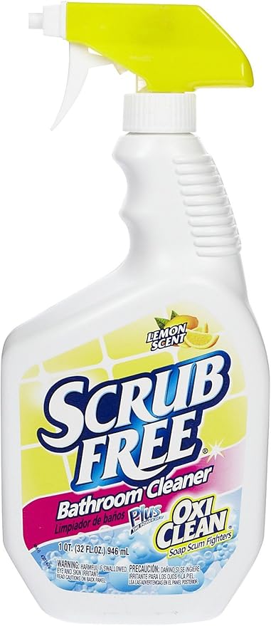 Scrub Free Soap Scum Remover Lemon Scent Trigger Spray Bottle 32 Oz