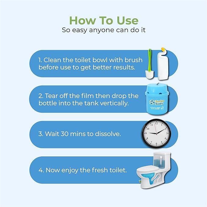 Ultra-Long Lasting Toilet Bowl Cleaners – 6 Pack Automatic Toilet Tank Cleaning Bottles Tablets, Long-Lasting Stain & Odor Control, Septic-Safe, Blue Water, Fresh Scent
