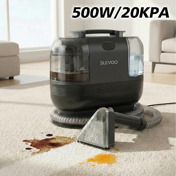 Portable Carpet Cleaner, 2026 New Upholstery Cleaner Pet Spot Stain Remover with 20Kpa Strong Suction, 500W Powerful Motor