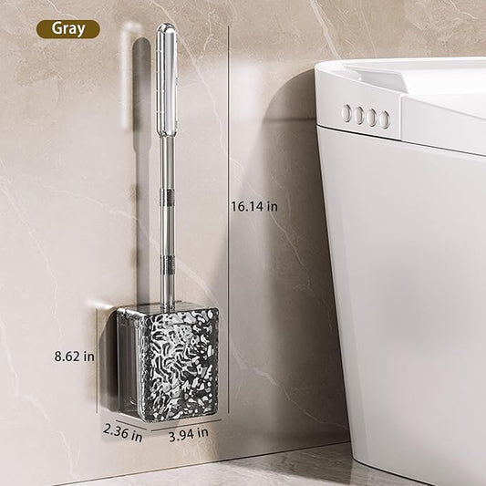 Silicone Toilet Brush with Holder Deep Cleaning Toilet Brush with Flexible Bristles Floor Standing & Wall Mounted Space Saving for Bathroom Modern Design Quick Drying Easy to Assemble Gray