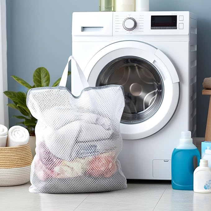 3Pcs 22" x 15" Mesh Hanging Laundry Bags for Washing Machine, Wash Bag for Clothes Delicates Lingerie, Durable Honeycomb Mesh Laundry Bags for Socks