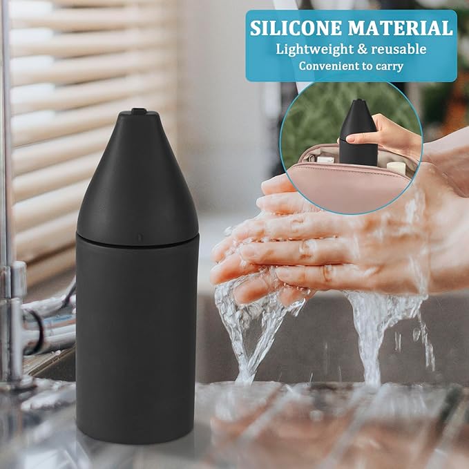 200ml Silicone Dishwashing Soap Dispenser, Squeeze Style Dish Soap Squeeze Bottle, Lightweight Easy to Refill Dishwashing Liquid Dispenser, Silicone Divided Bottle for Kitchen and Bathroom. (Black)