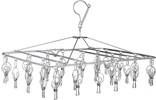 KK5 Clothes Drying Racks Heavy Duty Laundry Drip Hanger Stainless Steel Laundry Foldable Drying Rack Clothing, Towels, Underwear, Lingerie, Socks - 30Clips