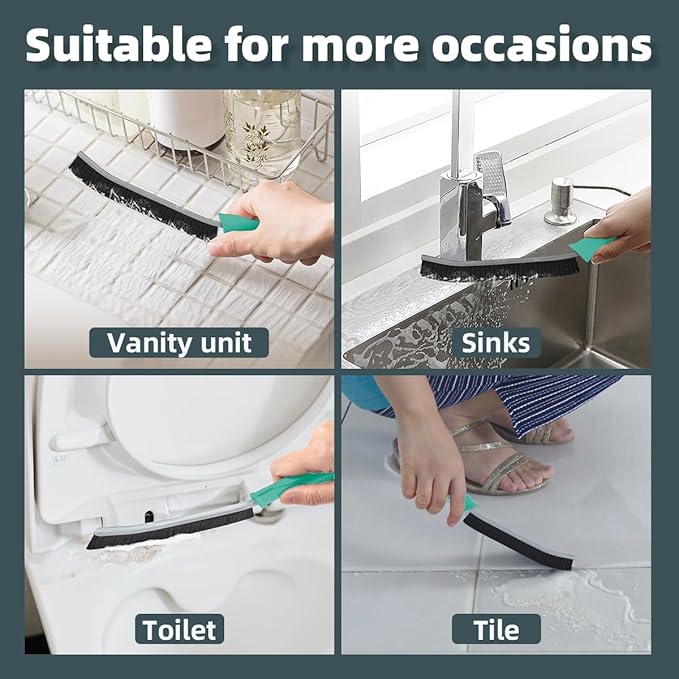 Toilet Brush, 2 Pcs Bathroom Cleaning Brush, Toilet Scrubber, Deep Toilet Bowl Brush with Hanging Hole, Multifunctional Gap Cleaning Brush, Bristles for Kitchen Sinks, Tub,Shower (6, Mint)