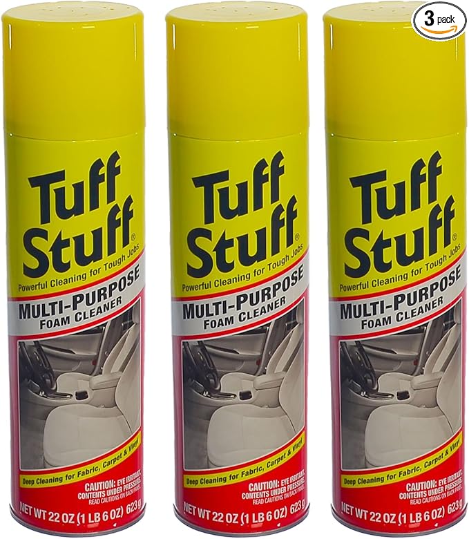 Tuff Stuff All-Purpose Foam Cleaner for Deep Cleaning Vinyl, Fabric, Upholstery, Carpet and Chrome, 22 Ounce Spray, 3-Pack