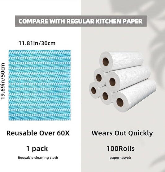 SUZZYVINE Disposable Cleaning Cloths Dry Handi Wipes Reusable Cloths Multi Purpose Washing Cloth Blue Dish Towels Dish Cloths for Kitchen Disposable Rags, Durable Soft and Dry Quickly 100 Count