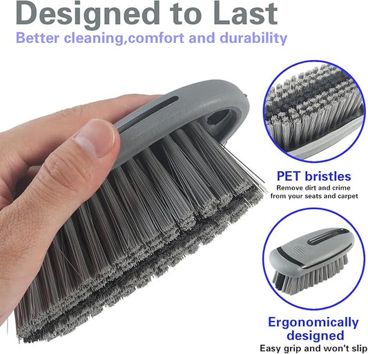 Carpet and Upholstery Cleaning Brush,Carpet Scrubber Stiff Bristle Detailing Scrub Brushes,Interior Leather Brush for Car and Home (2Pcs, Gray)
