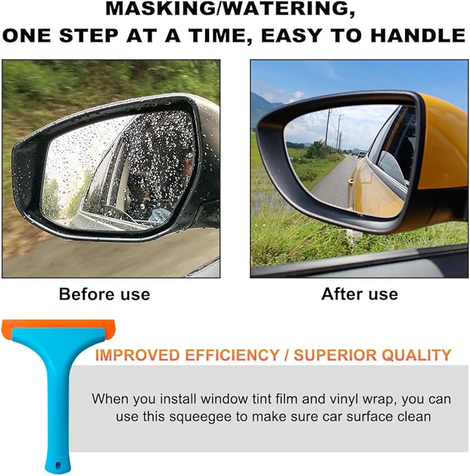 2 PCS Small Silicone Window Squeegee, 5.9 Inch Car Windshield Water Blade Squeegee with Non-Slip Handle, All-Purpose Cleaning Squeegee for Car Windshield, Window, Mirror (Sky Blue)