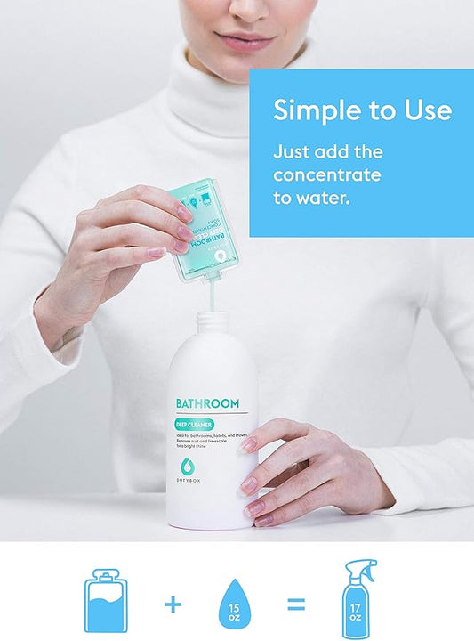 DUTYBOX Bathroom 6 Capsule Packs - Cleaner Capsule Pack, Cleaning Supplies for Bathtub, Shower, Toilet, Faucet, Tile Floor, Capsule Packs for Spray Bottle Solution