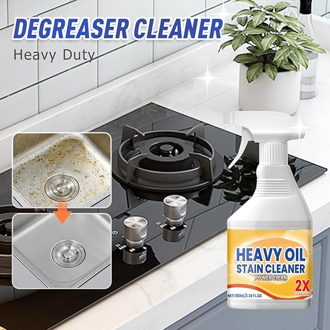 Kitchen Heavy Oil Cleaner Spray, 2026 New All Purpose Kitchens Heavy Oil Cleaning Agent, Grease Remover, Multipurpose Kitchen Cleaner for Countertops, Ovens and Appliances (2 PCS)