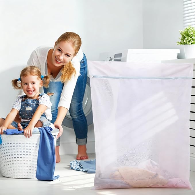 Mesh Laundry Bags for Delicates Large,35 x 43 in Garment Bag for Washing Machine,Laundry Bags for Travel Camp Blanket Sheet Cleaning Organizer Blue