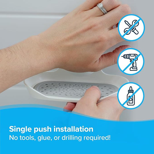 SlipX Solutions Strong Hold Soap Saver, Suction Cup Soap Holder, Must Have Universal Kitchen & Bathroom Shower Accessories, White