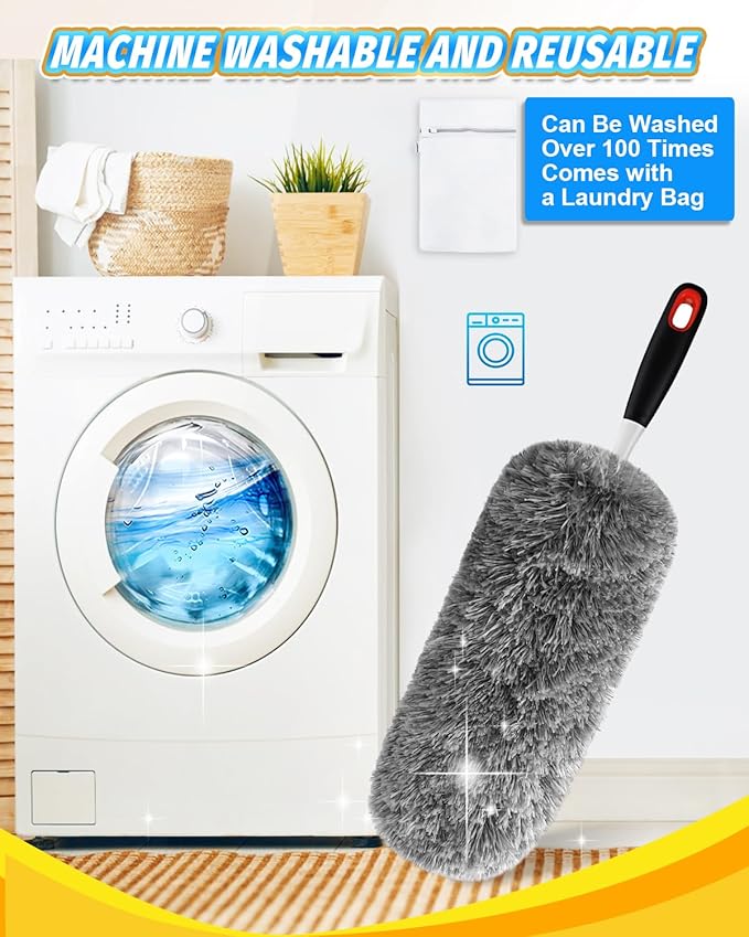 KEEPOW 4 Pack Upgraded Microfiber Duster Refills Compatible with OXO Extendable Duster, Reusable Washable Head Replacements for Cleaning, Compatible with OXO Microfiber Duster (Handle Not Included)