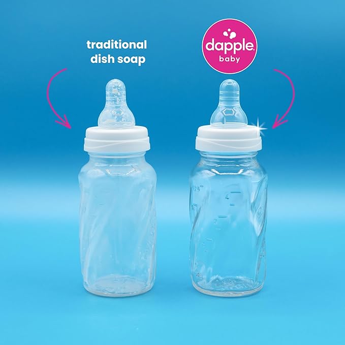 Dapple Baby Bottle Soap, Hypoallergenic Dish Soap for Baby Bottles, Powered by Plants, 1 Pump Included, Packaging May Vary, Fragrance Free, 16.9 Fl Oz (Pack of 3)