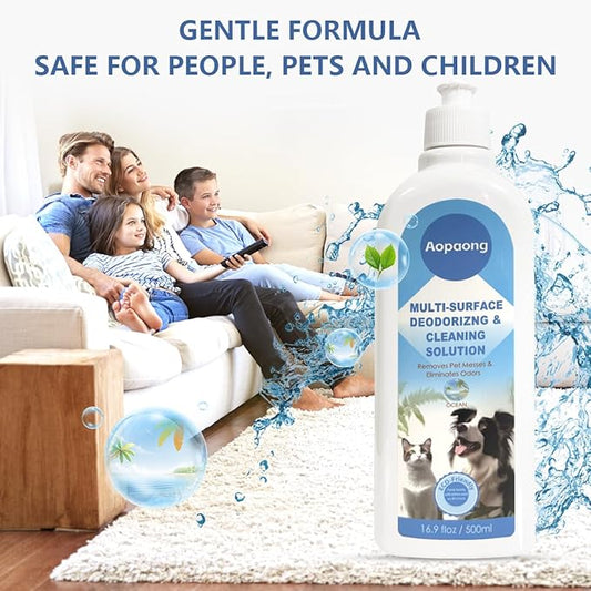 Multi-Surface Floor Cleaning Solution Ocean Scent, Household Floor Cleaner Care for All Robot Vacuums with Mopping and Cordless Wet/Dry Vacuums (16.9Fl Oz/500ML) 2bottle