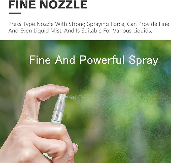 Mini Spray Bottle, Clear Plastic Empty Sample Containers, Fine Mist Perfume Travel Refillable Spray Bottle Perfume Atomizer Small Portable Bottle for Cleaning, Travel, Essential Oils(60, 3ml)