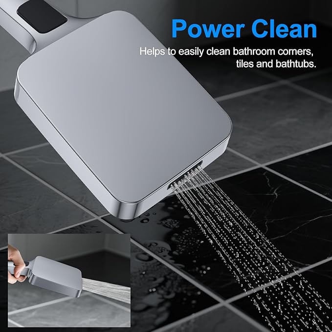 Shower Faucet Set,Chrome Polished Push Button Shower System with Rain Shower and Handheld,Chrome Shower Faucet with Valve Ceiling Mount 12 Inch Shower Head and 6 Inch Shower Head with Handheld