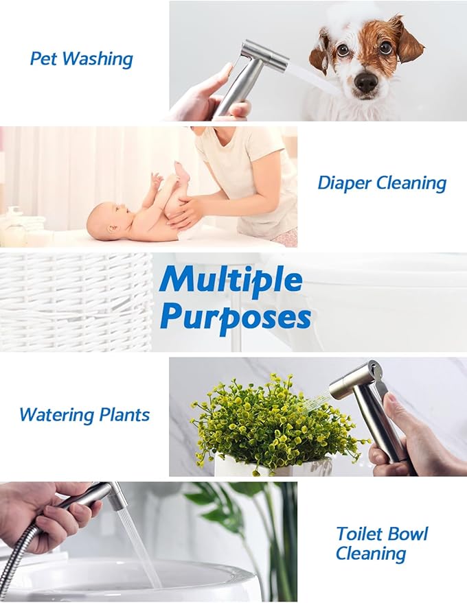 2 Packs BRITULIF Bidet Sprayer for Toilet, Hand Sprayer with Adjustable Jet Spray for Toilet Handheld Bidet Cloth Diaper Sprayer Set Muslim Shower Bidet Handheld-Easy to Install