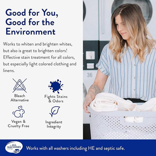 The Clean People Oxygen Brightener Stain Remover | Bleach Alternative, Simple Ingredients, Brightens Dull Whites AND Colors | 41 oz
