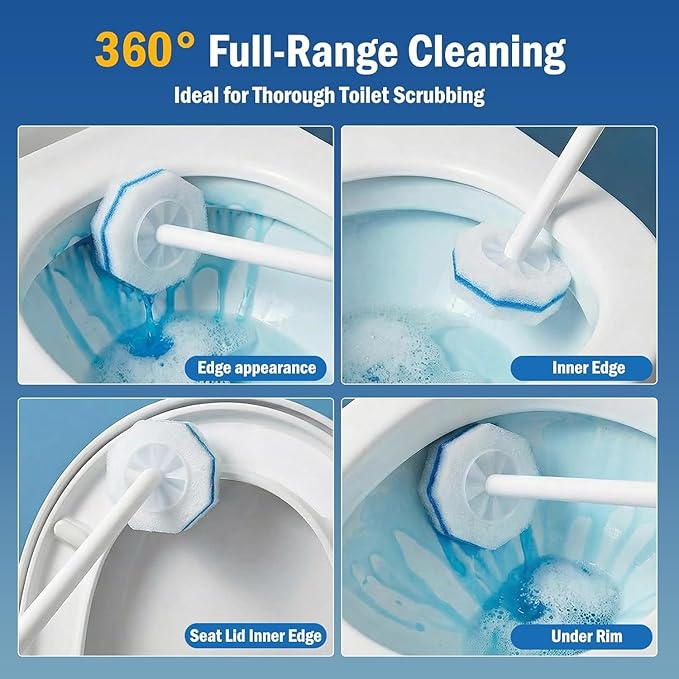 100 Pack Toilet Bowl Wand Refills, Disposable Replacement Heads Compatible with Household Brushes, Bathroom Washroom Cleaning Refill Pads