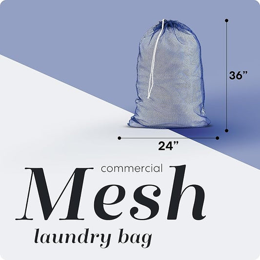 Handy Laundry Mesh Laundry Bags 2 Pack, XL 24 x 36 in, Heavy Duty Nylon, Machine Washable with Drawstring Closure, Large Bag for Delicates, Travel, College Dorm, Camping, Storage, Blue